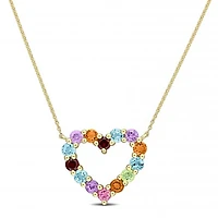 Julianna B 10K Yellow Gold Multi Gemstone Heart Necklace
