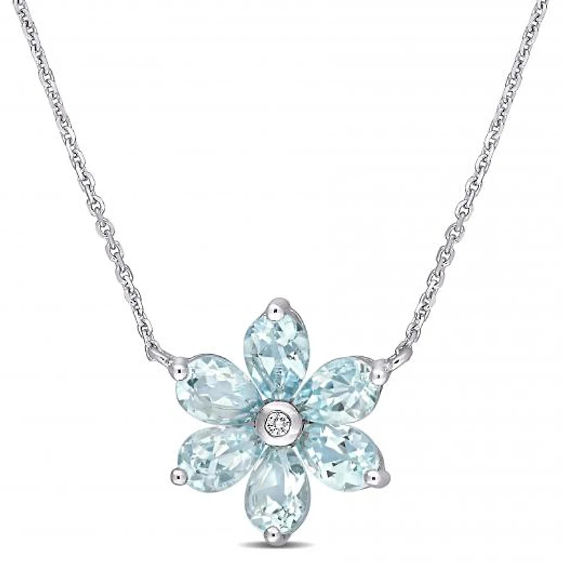 Julianna B 14K White Gold Aquamarine & Diamond Pendant
