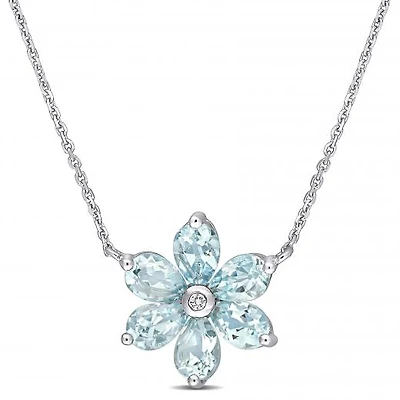 Julianna B 14K White Gold Aquamarine & Diamond Pendant