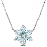 Julianna B 14K White Gold Aquamarine & Diamond Pendant