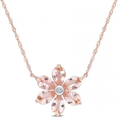 Julianna B 10K Rose Gold Morganite & Diamond Pendant