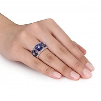 Julianna B Sterling Silver Created Blue Sapphire & Created White Sapphire Ring
