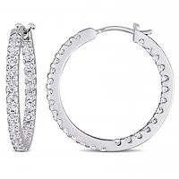 Julianna B 10K White Gold White Topaz Hoop Earrings