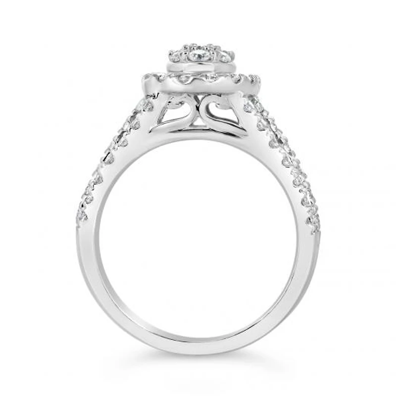 10K White Gold Oval Shaped Fashion Ring 1.50CTW I2/IJ