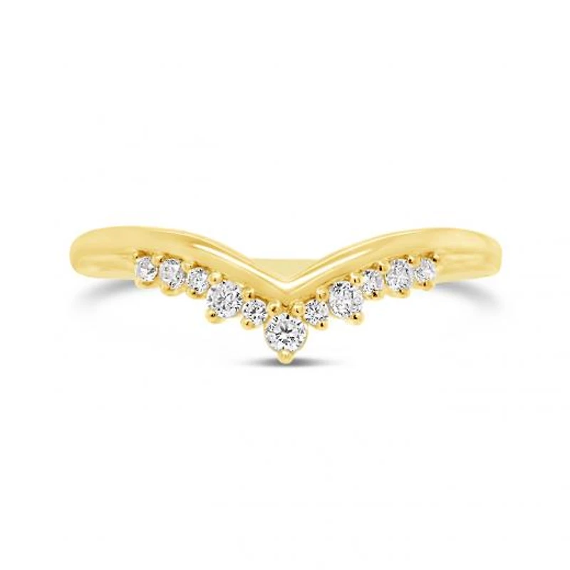 10K Yellow Gold Stackable 0.15CTW Chevron Band