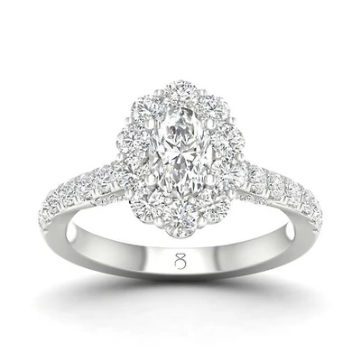 My Diamond Story 14K White Gold Oval Cut Canadian Bridal Ring 1.50CTW I1/HI