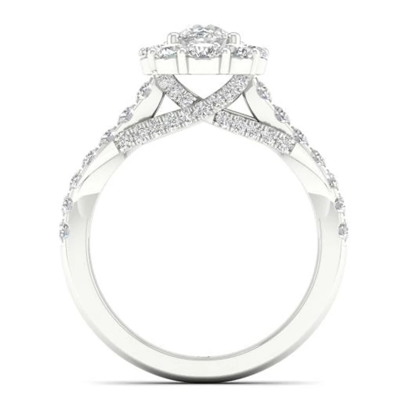 My Diamond Story 14K White Gold Oval Cut Canadian Bridal Ring 1.50CTW I1/HI