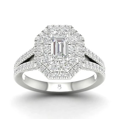 My Diamond Story 14K White Gold Emerald Cut Canadian Bridal Ring 1.50CTW I1/HI