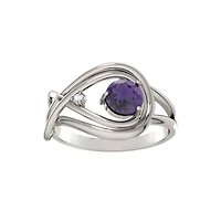 Sterling Silver Amethyst & Diamond Ring