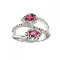Sterling Silver Created Ruby & Diamond Ring