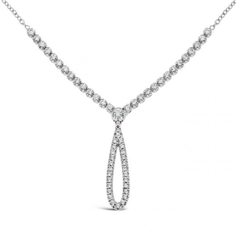 10K White Gold 0.50CTW Diamond Drop Necklace