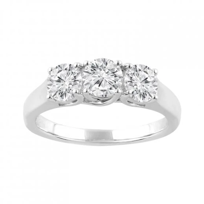 14K White Gold Lab Grown Three Stone Diamond Ring 1.50CTW SI2/HI