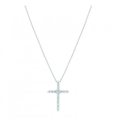 14K White Gold Lab Grown 1.00CTW Diamond Cross Pendant