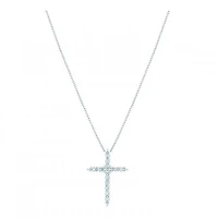 14K White Gold Lab Grown 1.00CTW Diamond Cross Pendant