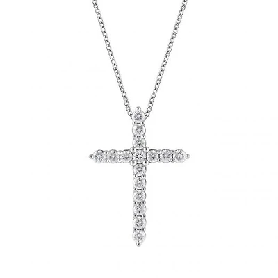 14K White Gold Lab Grown 0.50CTW Diamond Cross Pendant