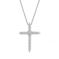 14K White Gold Lab Grown 0.50CTW Diamond Cross Pendant