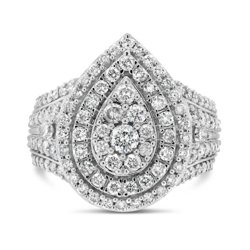 10K White Gold Diamond Fashion Pear Ring 2.00CTW I2I3/HIJ