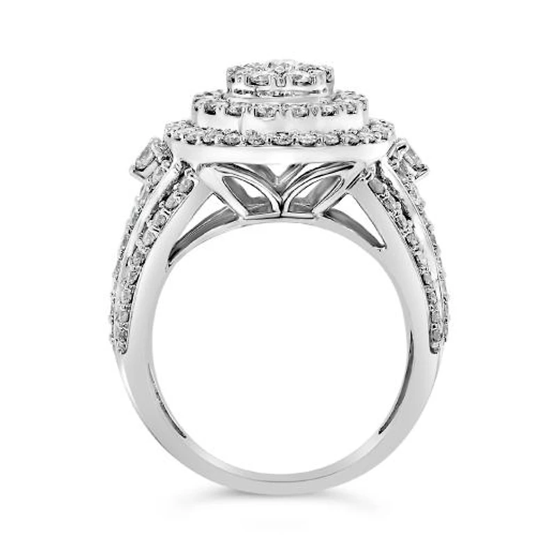 10K White Gold Diamond Fashion Pear Ring 2.00CTW I2I3/HIJ