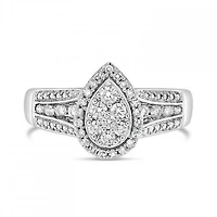 10K White Gold 0.50CTW Diamond Fashion Pear Shape Ring