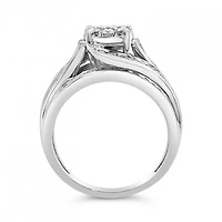 10K White Gold 1.00CTW Diamond Fashion Swirl Ring