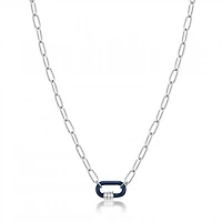 Ania Haie Navy Blue Enamel Carabiner Silver Necklace