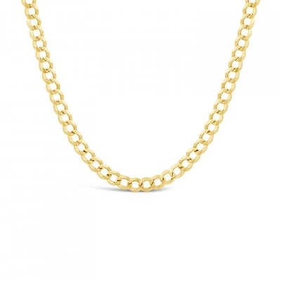 14K Yellow Gold 20" Diamond Cut Concave Curb Chain