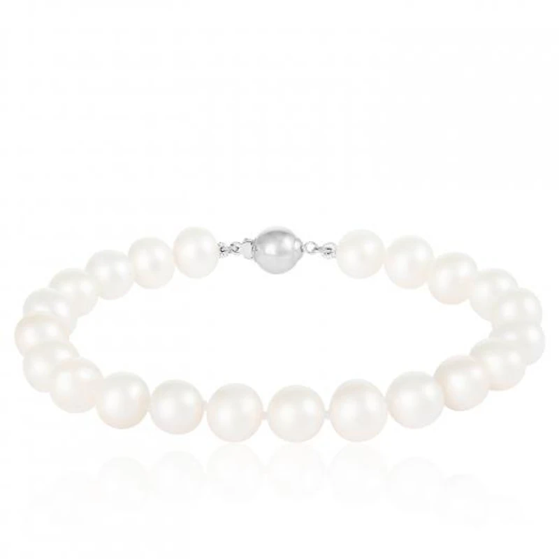 Sterling Silver White Freshwater Pearl 8" Bracelet