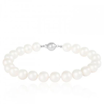 Sterling Silver White Freshwater Pearl 8" Bracelet