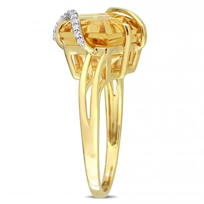 Julianna B Sterling Silver Citrine & Diamond Ring