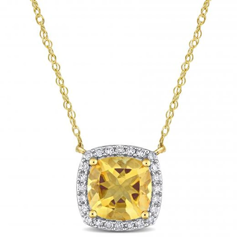Julianna B 10K Yellow Gold Citrine & Diamond Necklace