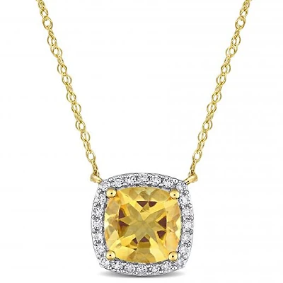 Julianna B 10K Yellow Gold Citrine & Diamond Necklace