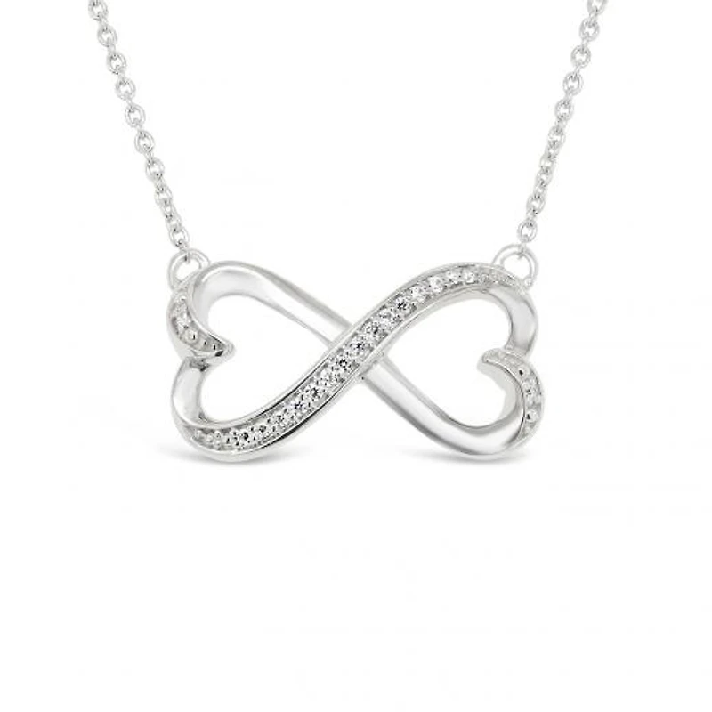 Sterling Silver Diamond Infinity Heart Necklace