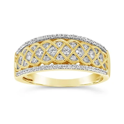 10K Yellow Gold 0.50CTW Diamond Wave Band