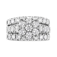 10K White Gold Diamond Bridal Three Piece Set 3.00CTW I2/HIJ
