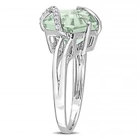 Julianna B Sterling Silver Green Quartz & Diamond Ring