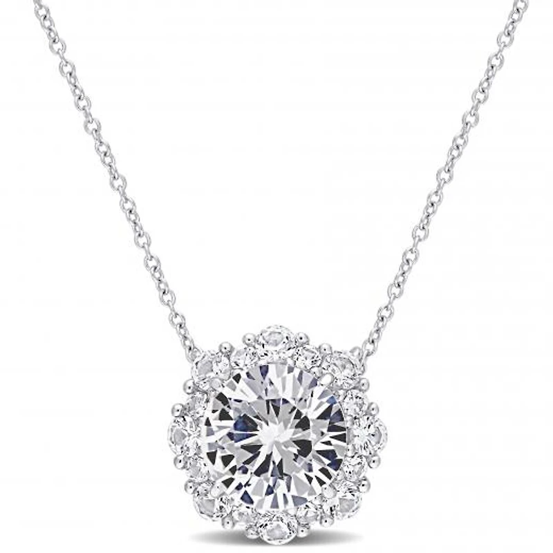 Julianna B 10K White Gold Created White Sapphire Pendant