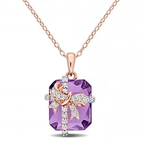 Julianna B Rose Plated Sterling Silver Amethyst and White Topaz Pendant