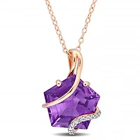 Julianna B Rose Plated Sterling Silver Amethyst and Diamond Pendant