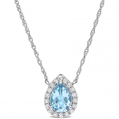 Julianna B 10K White Gold Sky Blue Topaz and White Topaz Necklace