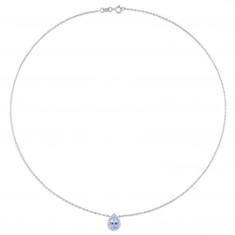Julianna B 10K White Gold Sky Blue Topaz and White Topaz Necklace