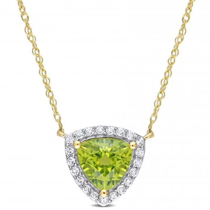 Julianna B 10K Yellow Gold Peridot and White Topaz Necklace