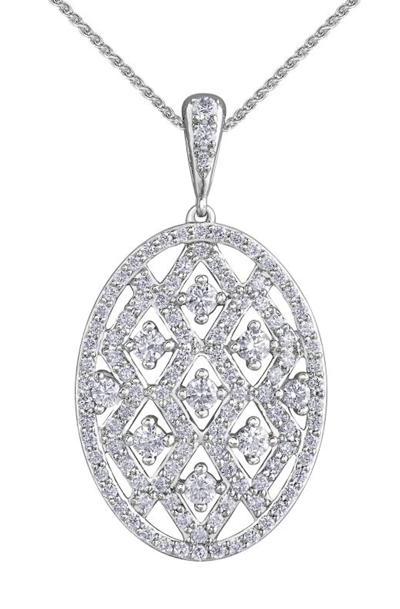 10K White Gold 1.00CTW Diamond Pendant