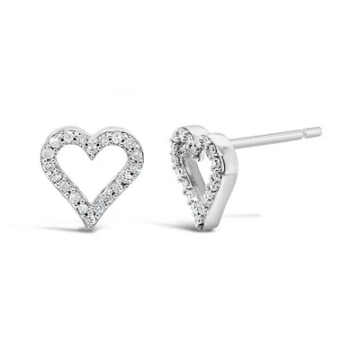 Sterling Silver 0.14CTW Diamond Heart Earrings