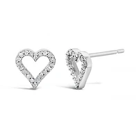 Sterling Silver 0.14CTW Diamond Heart Earrings