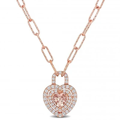 Julianna B Sterling Silver 18K Rose Gold Plated Morganite & White Topaz Necklace