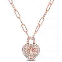 Julianna B Sterling Silver 18K Rose Gold Plated Morganite & White Topaz Necklace