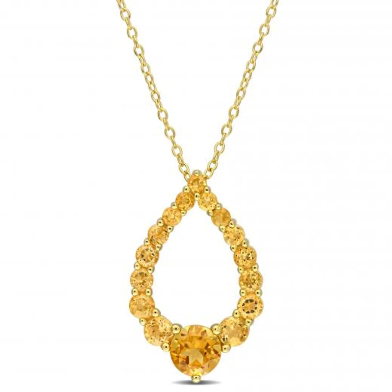 Julianna B Sterling Silver 18K Gold Plated Citrine 18" Teardrop Pendant