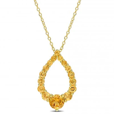 Julianna B Sterling Silver 18K Gold Plated Citrine 18" Teardrop Pendant