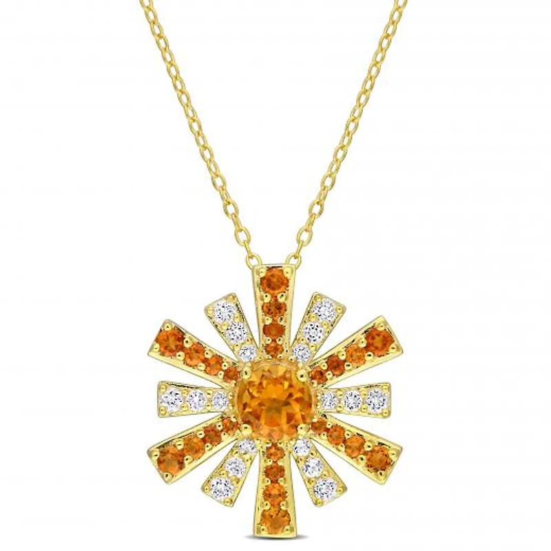 Julianna B Sterling Silver 18K Gold Plated Citrine and White Topaz Pendant