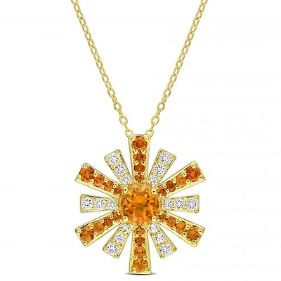 Julianna B Sterling Silver 18K Gold Plated Citrine and White Topaz Pendant